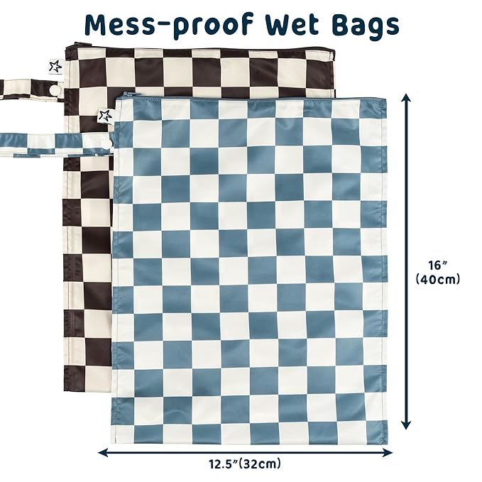 Tiny Twinkle Mess Proof Wet Bags | 2-Pack Reusable Waterproof Wet Bags - Image 4