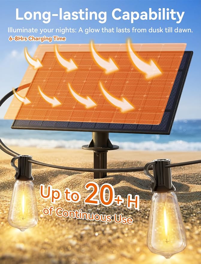 Brightever 200FT Solar String Lights Outdoor Waterproof, Patio Lights Solar - Image 3