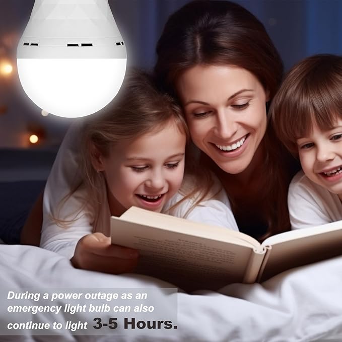 Ostwiki 2 Pack Emergency Rechargeable Light Bulbs, Battery Operated Backup - Image 5