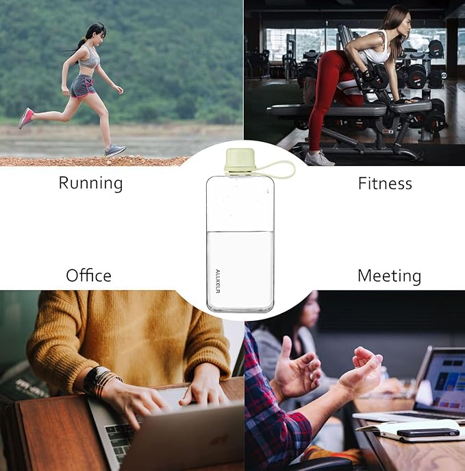 Portable Flat Water Bottle, BPA Free Reusable Tritan Plastic Travel Water - Image 5