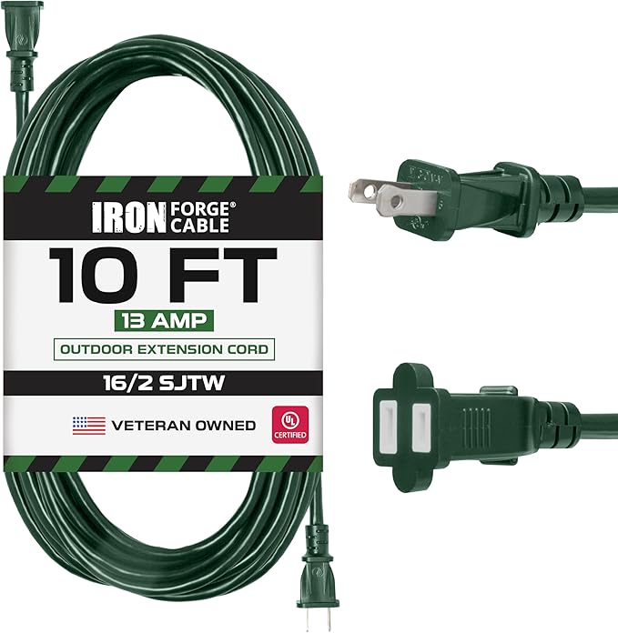 Iron Forge Cable 2 Prong Outdoor Extension Cord 10 ft by IronForgeCable