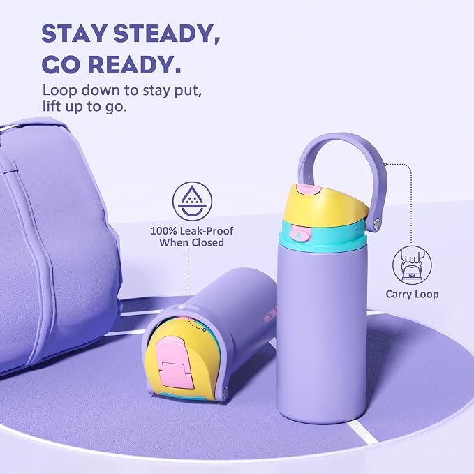 POWCAN 18 oz Insulated Water Bottle: 2-in-1 Push-Button Spout & Quick-Flip Straw - Image 4
