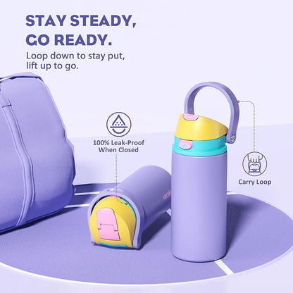 POWCAN 18 oz Insulated Water Bottle: 2-in-1 Push-Button Spout & Quick-Flip Straw - Image 4