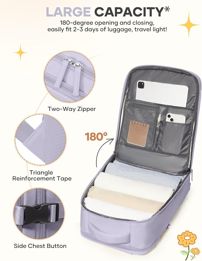 coofay Large Carry On Backpack Flight Approved Personal Item Travel Backpack - Image 6