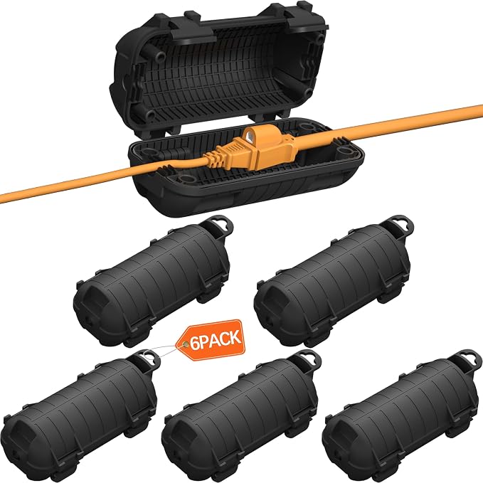Extension Cord Cover Outdoor, 6 Pack IP54 Water-Resistant Power Cord Protector by CFMASTER