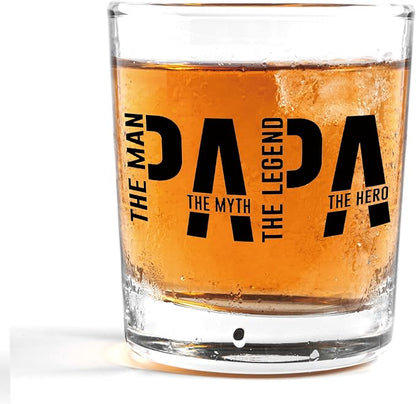Nogrit Papa Gifts Whiskey Glasses 10 oz, Papa Dad Gifts by Nogrit