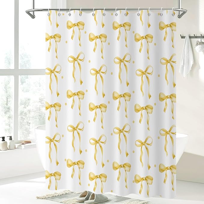 Yellow Bow Shower Curtain - Image 2