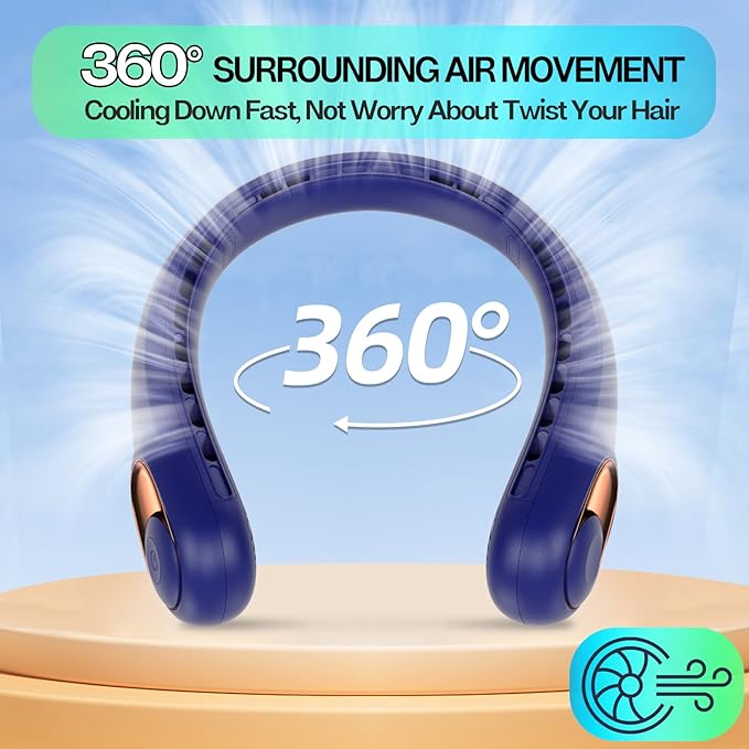 KIDEE Portable Neck Fan, Personal Bladeless Rechargeable, Upgraded 4000mAh - Image 5