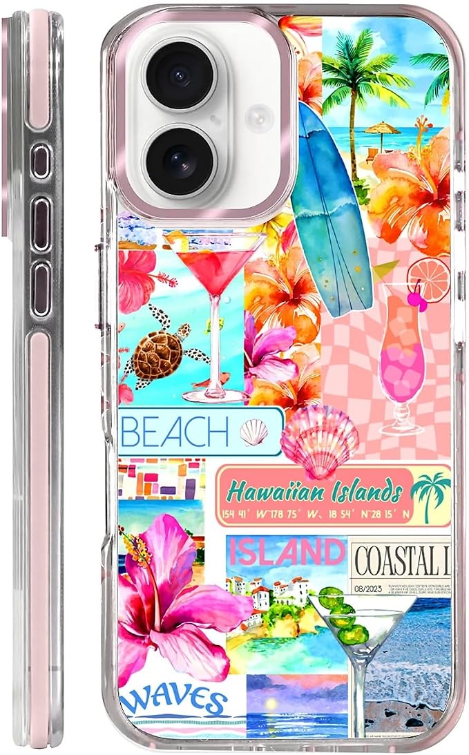 Case for iPhone 16 Plus, Coastal Beach Cover Coquette Collage Phone Case by Toulas