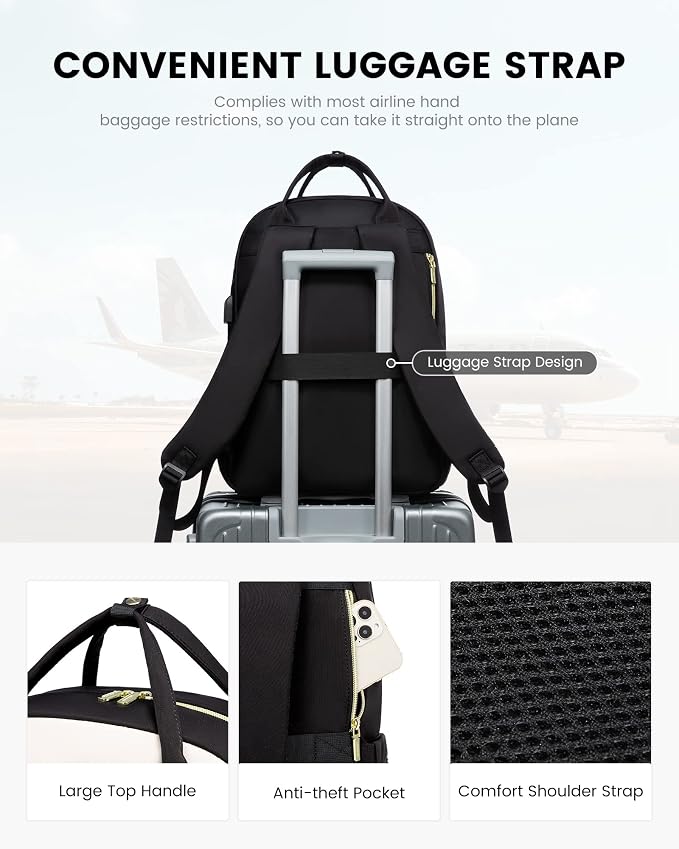 LOVEVOOK Laptop Backpack, D-black-beige, 19 x 13.3 x 7.9 in, 1.9 lbs, 30L - Image 4