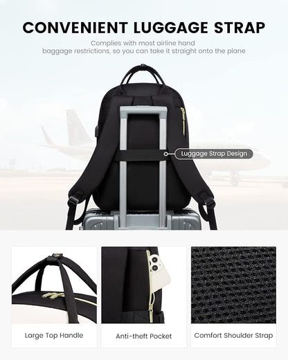LOVEVOOK Laptop Backpack, D-black-beige, 19 x 13.3 x 7.9 in, 1.9 lbs, 30L - Image 4