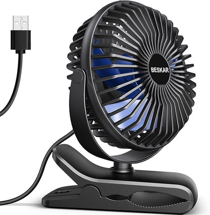 BESKAR USB Clip on Fan, Portable Small Fan by BESKAR
