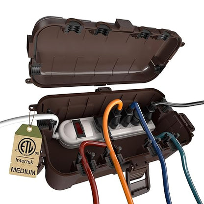 Flemoon Medium Outdoor Electrical Box, IP54 Waterproof Extension Cord Cover w/6 by FLEMOON