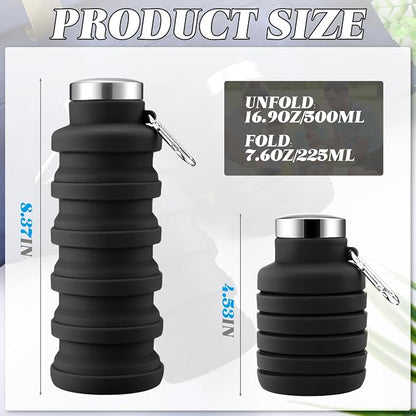 Lallisa 4 Pcs Collapsible Water Bottles 17 oz Reusable Silicone Foldable Travel - Image 2