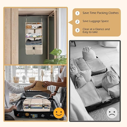 Surblue Hanging Closet Storage Bag Collapsible 3-Shelf Washable Oxford Fabric - Image 4