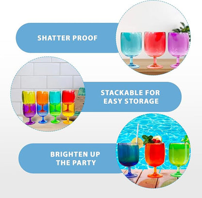 Lily's Home Unbreakable Plastic Wine Glasses Set of 8, 12 oz Shatterproof - Image 4