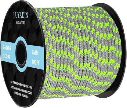 Paracord 240lb - Diameter 2mm Micro Utility Cord -3 Strand Parachute Spool Cord by LUYADIN