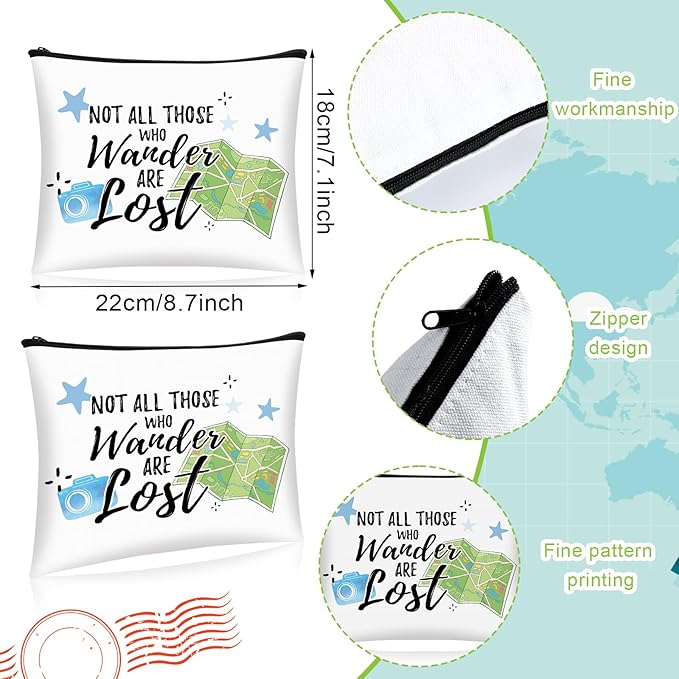 12 Pcs Travel Bag Adventure Awaits Makeup Bag Gifts World Map Cosmetic Case - Image 2