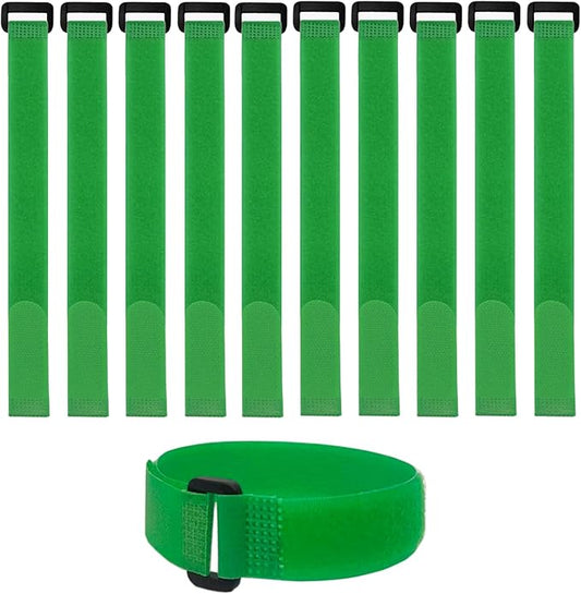 10 Pack Reusable Fastening Cable Ties and Cable Straps Green Color Adjustable by Unknown