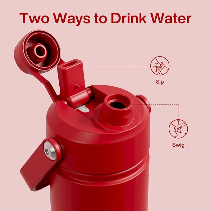 Kids Insulated Water Bottle - 12oz Stainless Steel Water Bottle with Dual Spouts - Image 3