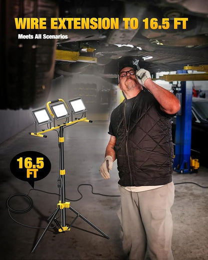 Upgraded LED Work Lights with Stand, 21000 Lumen, 3-Head Adjustable Work Light - Image 6