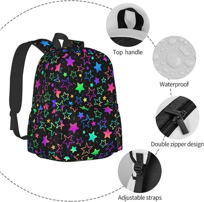 cfpolar 17 Inch Backpack Bright Neon Stars Laptop Bag Shoulder Bag School - Image 5