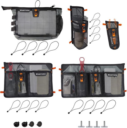 Mesh Storage Kayak Storage Compartments Set Attaches to Kayak Seat or T-track by Aventik
