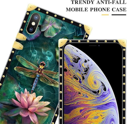 Compatible with iPhone XR Case, Colourful Dragonfly Pink Lily Pads Luxury - Image 4