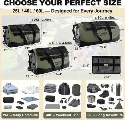 OSAH DRYPAK Waterproof Duffel Bag 25L/40L/60L – Heavy-Duty Motorcycle Tail Bag - Image 2