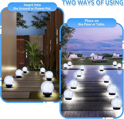 ASOMST 2-Pack Garden Solar Lights Outdoor, Cracked Glass Ball Light Waterproof - Image 3