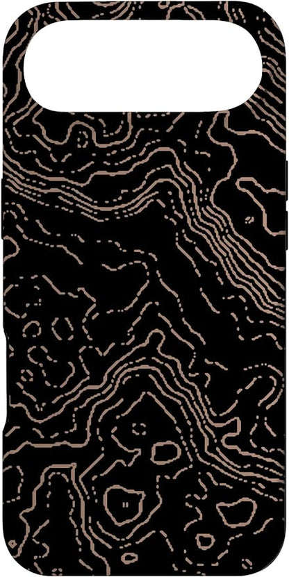 Topography Black & Brown Abstract Pattern Topographic Map Case by Unknown