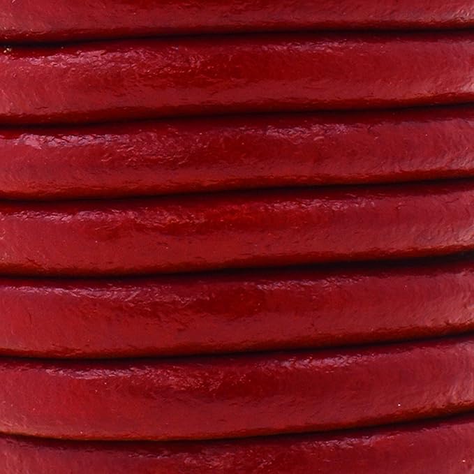 Mandala Crafts Round Genuine Burgundy Leather Cord - Image 3
