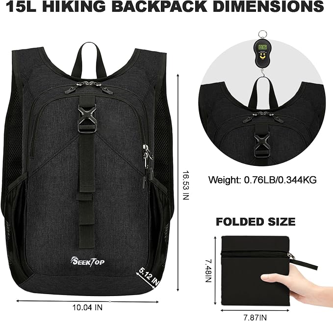 Seektop 15L Small Hiking Backpack - Image 4