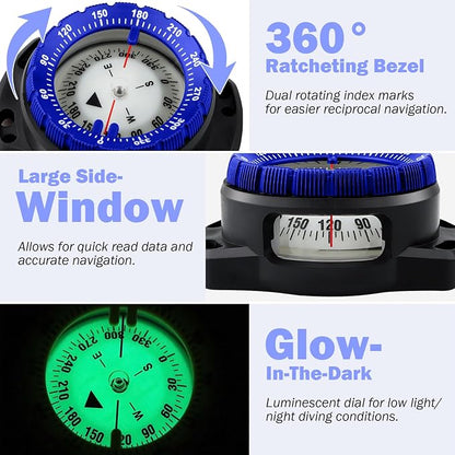 Scuba Dive Compass, Waterproof 5ATM Marine Navigation Wrist Compass - Image 3