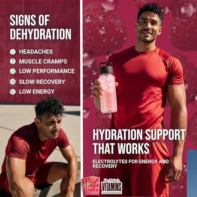 Dr. Price’s Electrolytes Hydration Powder Packets – Raspberry, 30 Packs | Sugar - Image 4