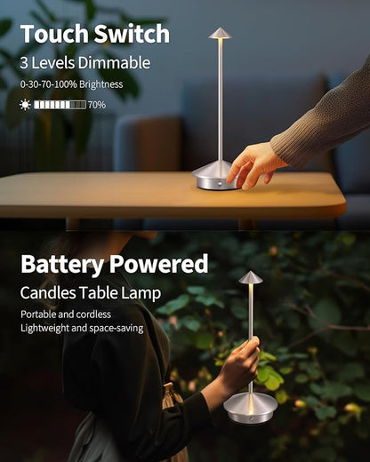 Modern Cordless Table Lamp Set of 2, Portable LED Desk Lamps, 5000mAh - Image 4
