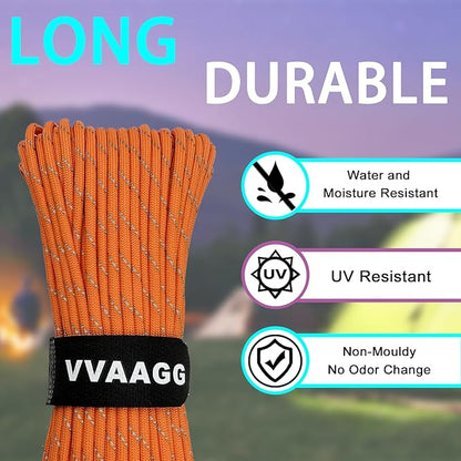 VVAAGG Reflective Paracord Rope 100FT, 7 Strand Nylon para Cord Lanyard Utility - Image 3