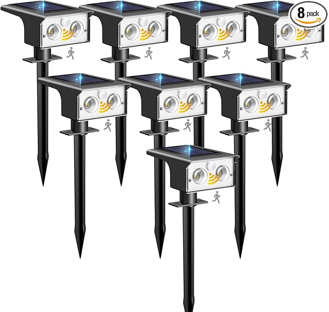 btfarm Solar Spot Lights Outdoor Waterproof, 8 Pack/3 Modes Motion Sensor Lights by btfarmdecorativelighting