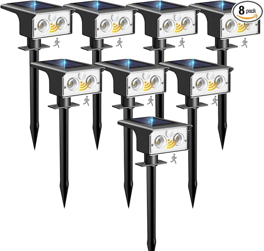 btfarm Solar Spot Lights Outdoor Waterproof, 8 Pack/3 Modes Motion Sensor Lights by btfarmdecorativelighting