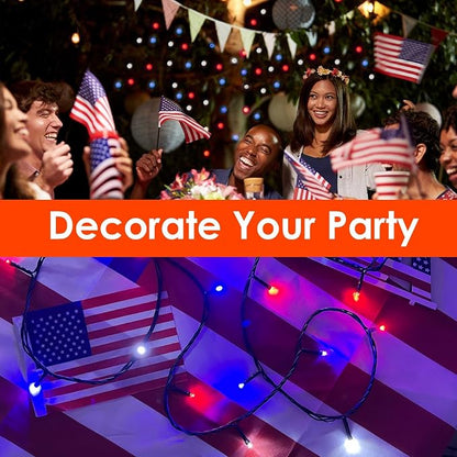200 LED Red White and Blue Christmas String Lights Outdoor Indoor, 75.8 FT 4th - Image 4