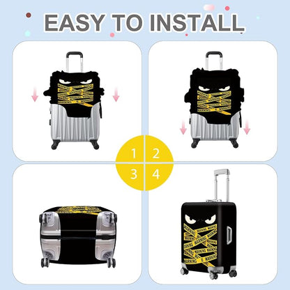 ANNA QUEEN Warning Tape Luggage Cover, Funny Eyes and Yellow Tape Design - Image 6