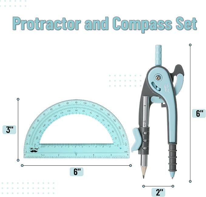 Mr. Pen- Geometry Compass and Protractor Set, 6 Inch Compass, 6 Inch Protractor - Image 2