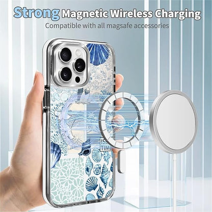 Case for iPhone 14 Pro, Sea Life Ocean Waves Seashell Collage Phone Case - Image 4