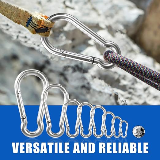 Carabiner Clip Hooks, 304 Stainless Steel Spring Snap Hook Fits Camping Hiking - Image 6