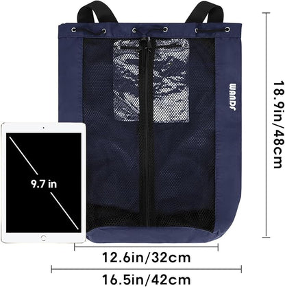 WANDF Swim Bag Mesh Drawstring Backpack Beach Backpack - Image 8