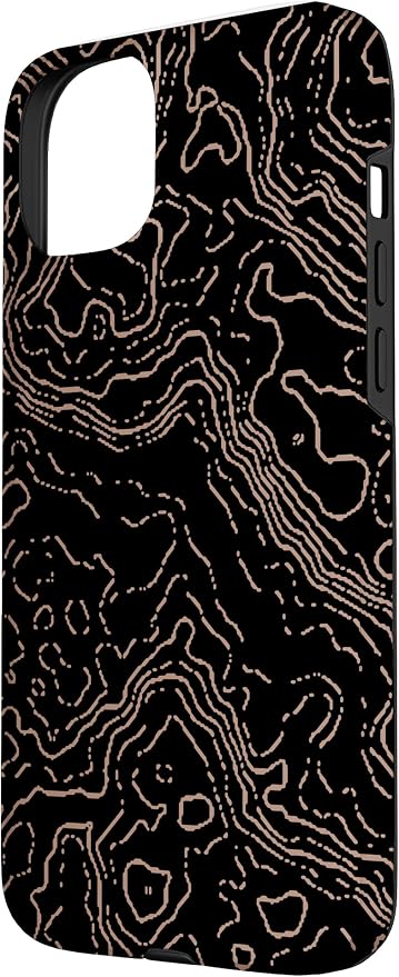 Topography Black & Brown Abstract Pattern Topographic Map Case - Image 2
