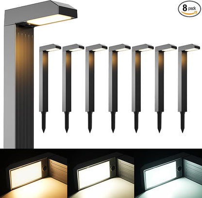 COXSENI Solar Pathway Lights Outdoor 8 Pack, 3 Color in 1 Bright Landscape by COXSENI