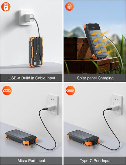 Solar Charger Power Bank, PD 20W Fast Charging External Batter, 40000mAh - Image 5