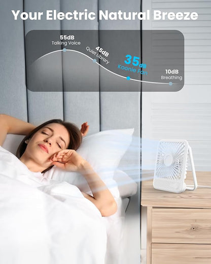 Koonie USB Desk Fan, Strong Wind Ultra Quiet Small Personal Fan - Image 5