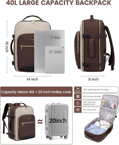 LOVEVOOK 40L Travel Backpack for Women & Men, Airline Approved Carry On Luggage - Image 4